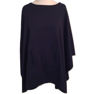 Navy Blue Crewneck Poncho w/ front pockets